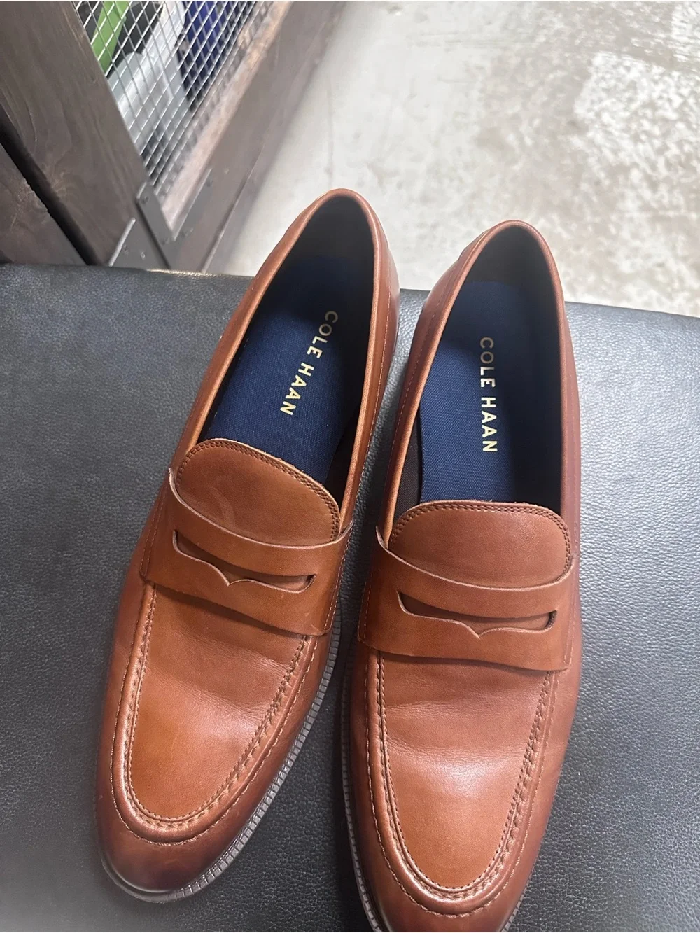 Cole Haan Men's Cognac Leather Penny Loafers